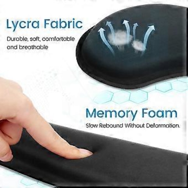 Gel Memory Foam Set Tangentbords handledsstöd, Mus handledsdyna för kontor, Svart