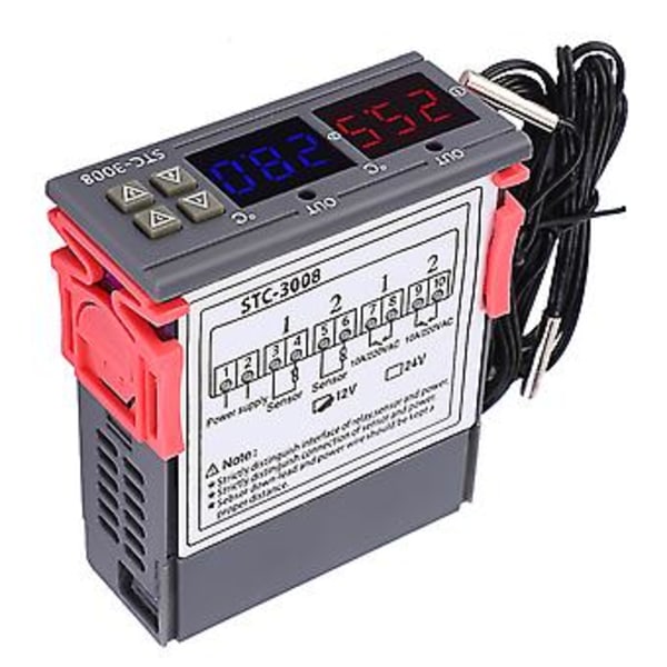 Digital Intelligent Termostat Justerbar Temperaturkontroller Brytare med Dubbla NTC (12V)