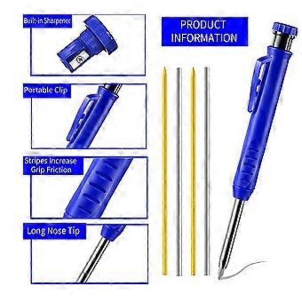 Svetsarpennor med lång nos och 7 st 2,8 mm stift med inbyggd pennvässare, för rörsvetsare och stålkonstruktioner