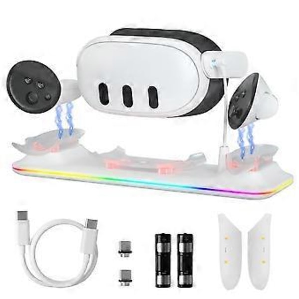 Trådlös laddningsdocka för 3/Meta 3 VR Multifunktionell Magnetisk Sug RGB-ljus Trådlös Laddningsadapter A