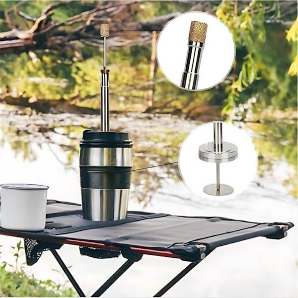 Bærbar fransk kaffepresse og tepresse, rustfrit stål kaffefilter og tepresse, genanvendelig kaffepresse