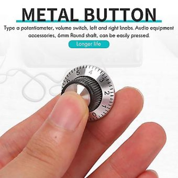4 X Potensiometer Pot Metallknott Med 0-9 Dreieskive For 6mm Akselknott