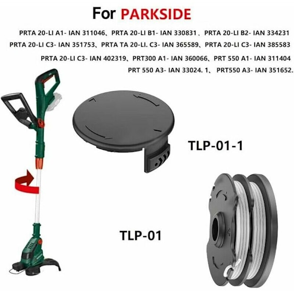 Sæt med 3 spoler med spolecover til Parkside PRTA 20-Li A1- IAN 311046, PRTA 20-Li B1- IAN 330831, PRTA 20-Li B2- IAN 334231, PRTA 20-Li C3- IAN 35