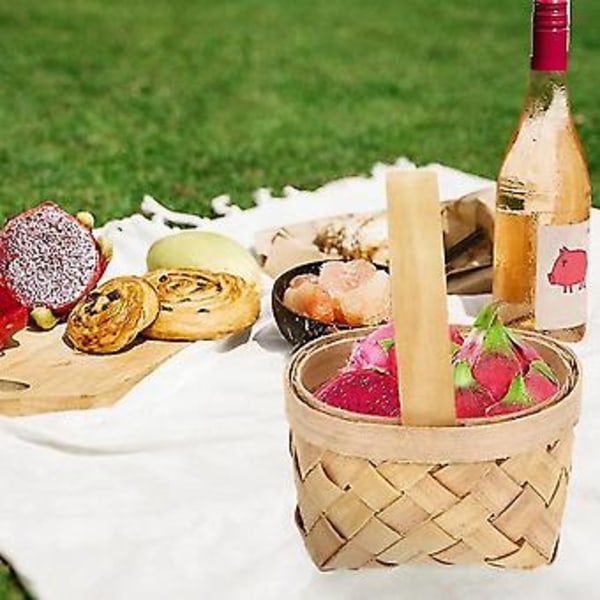 4 stk. Mini Vævet Kurv Med Håndtag Bryllup Blomsterpige Kurv Blomst Slik Chokolade Gaveæske Bryllup