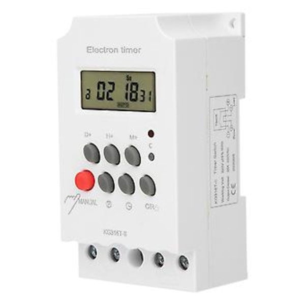 Digitalt Tidsrelæ LCD Display Mikrocomputer Elektronisk Timer Switch ABS 220V KG316TII