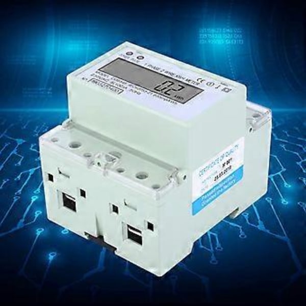 Enfase 5-100A 230VAC Energimåler DIN-skinne Digital LCD Elektrisk Strømforbruksmåler