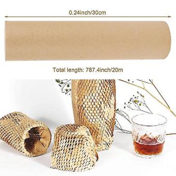 Honeycomb Emballagepapir Polstring Kraftpapir Indpakningsrulle 30 cm X 20 meter Miljøvenlig Honeycom