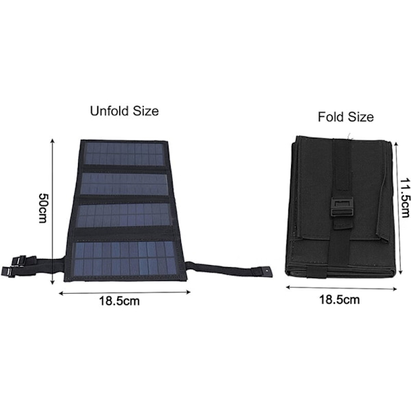 20W solpaneler Premium monokristallina hopfällbar solcellsladdare kompatibel med solgeneratorer, telefoner, surfplattor, för utomhusaktiviteter