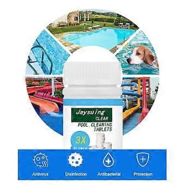 100G Rengöringstabletter för Pool Flytande Klor Varmbadtunna Kemisk Dispenser Rengörare med Pool Testremsor