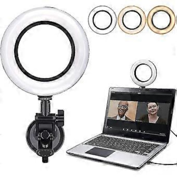 Videokonferanse Lyssett, Datamaskin/Laptop Skjerm LED Videolys Dimbar Ringlys