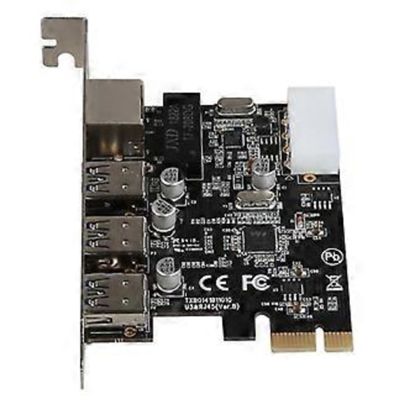 PCI-E till USB 3.0 4-Port(4 USB3.0 +1 RJ45 Expansionskort PCI E USB Adapterkort