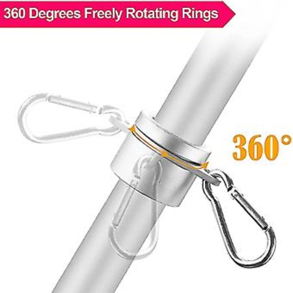 2 st Flaggstångsringar Anti-Wrap Flaggstångsklipp Swivels 360° Rotations Flaggstångsringar