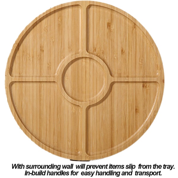 Pyöreä puinen tarjoilualusta, koristeellinen puinen ruokatarjotin style6