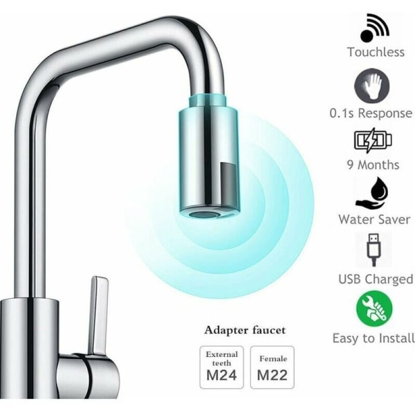 Kjøkkenvask blandebatteri, automatisk sensor berøringsfri baderomsvask kran, følsom smart infrarød sensoradapter, blandebatteri