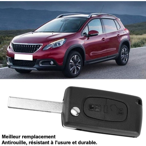 2 knapper nøgleskal kompatibel CE0523 folde-flip nøgle til Peugeot 207 307 308 407 408 3008 5008 Citroen C2 C3 C4 C5 C6 C8 (2 knapper, CE0523)