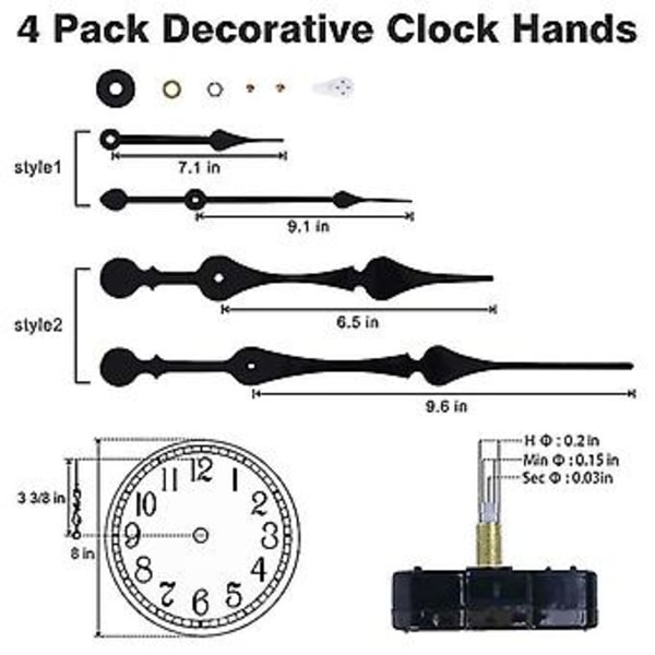 Högt Vridmoment C Urverk Mekanism Med 28 cm Visare, Quartz C Kit, Totalt