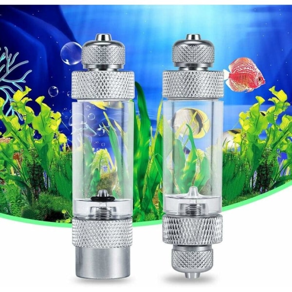 In-line CO2 boblemåler akvarium med aluminium tilbakeslagsventil Enkelt dobbelthode ikke-returbobleteller fisketankverktøy (enkelt hode)