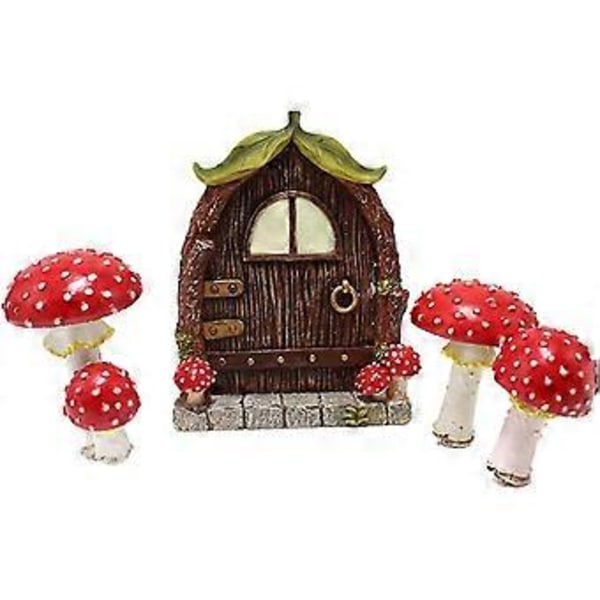 Miniature Døre Og Vindue Dørsæt Nissehus Dekoration Resin Eventyrhave Møbelsæt Selvlysende Mikrolandskab Resin Ornament St-4