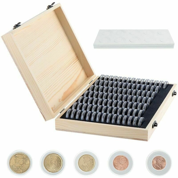 Wooden Coin Storage Box Coin Storage Box Commemorative Collection Case, 18mm/20mm/23mm/25mm/27mm/30mm