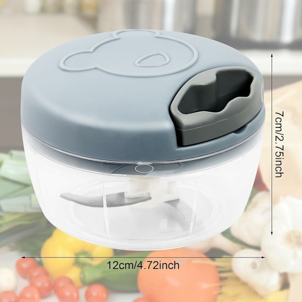 Løkhakker 500 ml - Rustfritt stål - 3 kniver - Manuell multifunksjonshakker