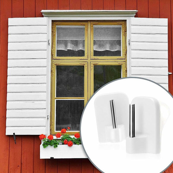 24x självhäftande gardinkrokar för gardinstänger, självhäftande fönsterkrokar, fönsterkrokar - Vit HIASDFLS