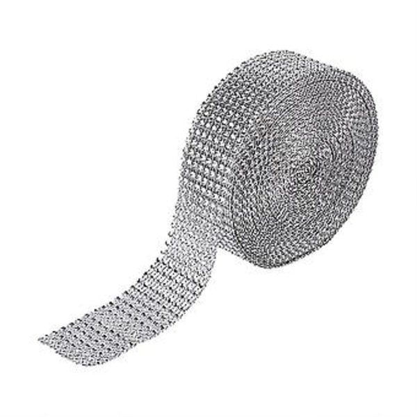10 Yard Rhinestone Mesh Bånd Rulle Krystal Diamant Wrap til Kunst og Håndværk Projekt Sølv