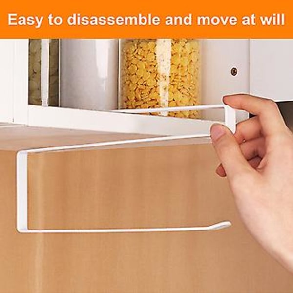25 cm Køkkenrulleholder, 2 stk. Køkkenrulleholder, Papirrulleholder uden boring, Papirrulleholder til underskab, Papirrulleholder (hvid +