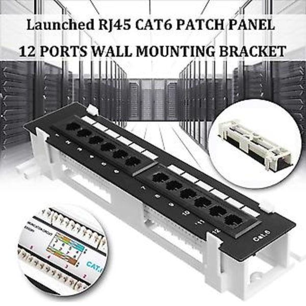 Verktøysett 12 Port Cat6 Patch Panel Rj45 Ing Mount Rack Med Overflatemontering B