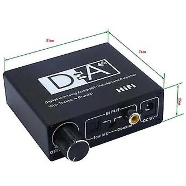 Hifi Dac Förstärkare Digital Till Analog Ljudomvandlare Rca 3.5mm Hörlursförstärkare Toslink Optisk Koaxial