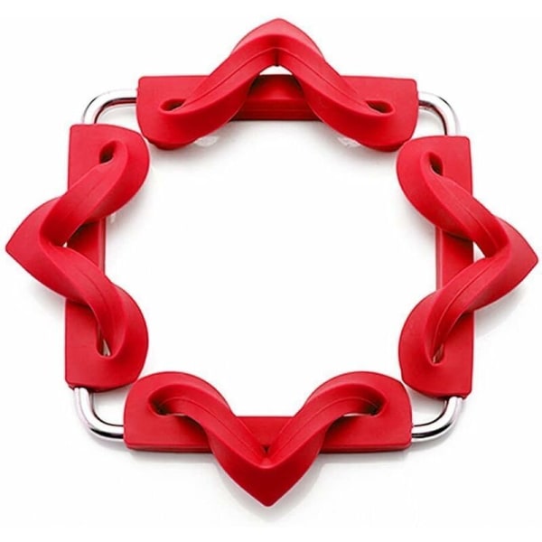 Foldable, adjustable and extendable trivet in metal and siliCone One size Red-Fei Yu