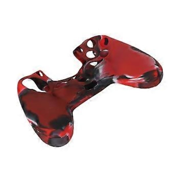 Silikonetui Sklisikker Beskyttende Grepsdeksel med 1 Par Tommelgrep for PS4-kontroller (Kamuflasje Rød For PS4 Silikonhylse Tommelgrep)
