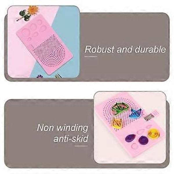 Guide Quilling Board Bärbar Quilling Stickbräda Pappersgaller Guide Lindningsskiva med Nålar Förvaringslåda Rosa