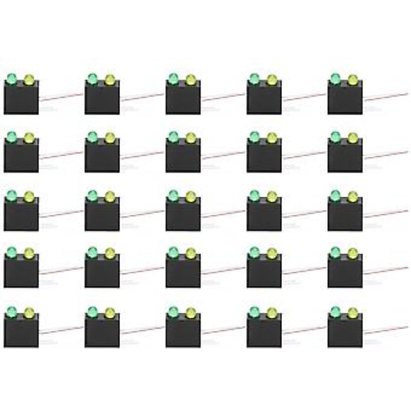 100 st LED-ljushållare med 3 mm lampa 90 graders böj Dubbla hål Delar Svart Upp Grön Ner Röd
