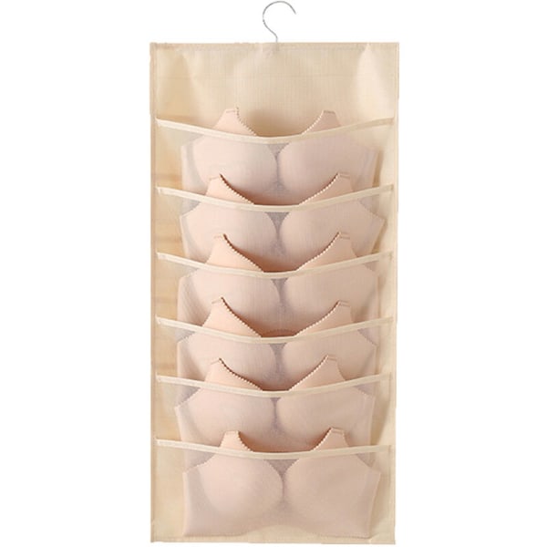 Storage Organizer Hanging Bag For Panties Socks Underwear Bra beige style3