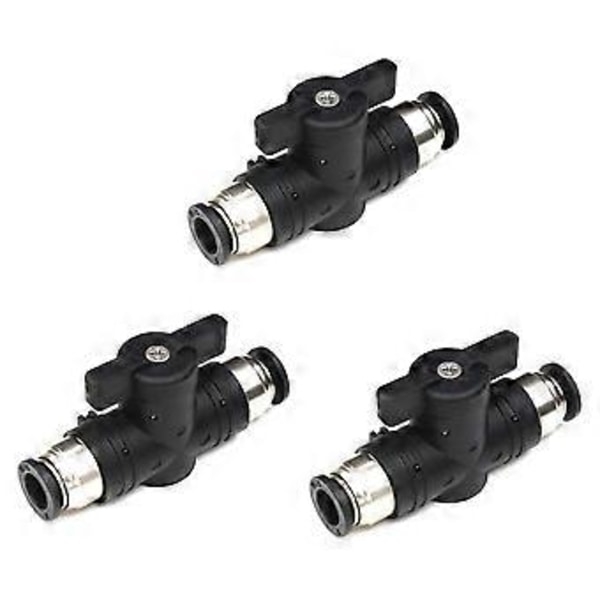 6mm Push Connect Kulventil 6mm Luftflödeskontrollventil Snabbkopplingsventil Rörkopplingar 3-pack