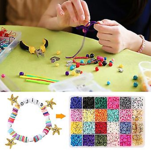 Smyckestillverkning Lera Pärlor Kit Platt Runda 20 Färger Polymer Distansbricka Örhänge 6mm