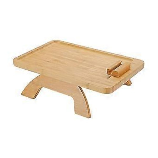 Bambu Soffbricka Bord Kläms Fast Sidobord För Breda Soffor Arm, Vikbar Soffbricka Med 360 Rotation