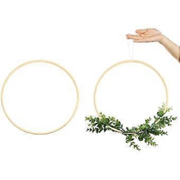 Kransringe, 12 stk. 6 Størrelser Træ Bambus Blomsterkrans Bøjle Krans Macrame Håndværksbøjler til DIY Drømmefanger