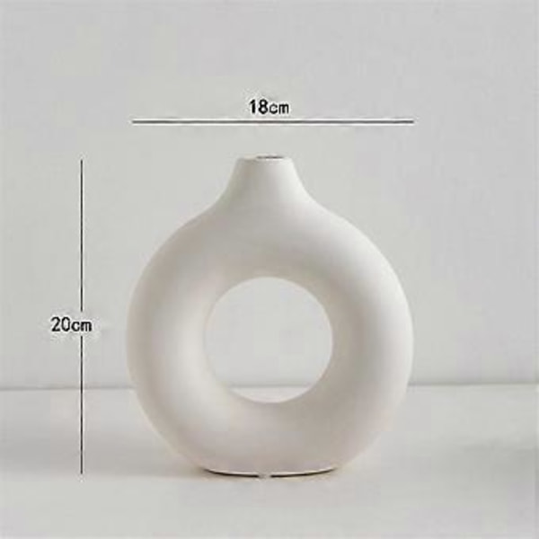 Ren Hvid Plastik Vase Imitation Keramisk Dekoration Donut Blomsterpotte Skrivebordsdekoration til Værelse Stor + Lille