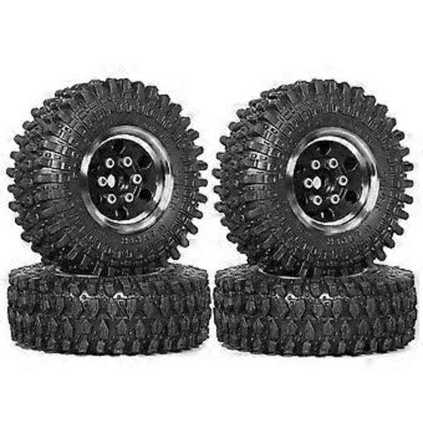 4 stk. 55 mm 1,0 tommer Metal Beadlock Hjul Dæk til 1/18 1/24 RC Crawler Bil TRX4M SCX24 Opgraderingsdele Tilbehør Sort