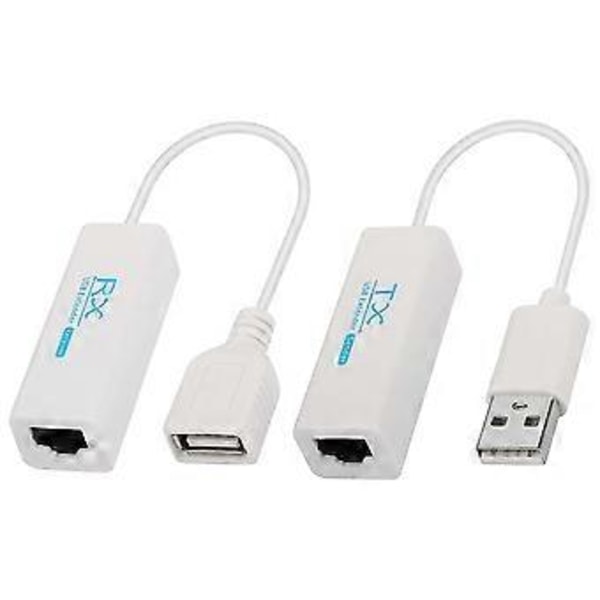 2 STK USB-forlenger til RJ45-kontakt, USB 2.0 til RJ45 Ethernet LAN-forlenger Adapterkabel Opptil 200 Meter