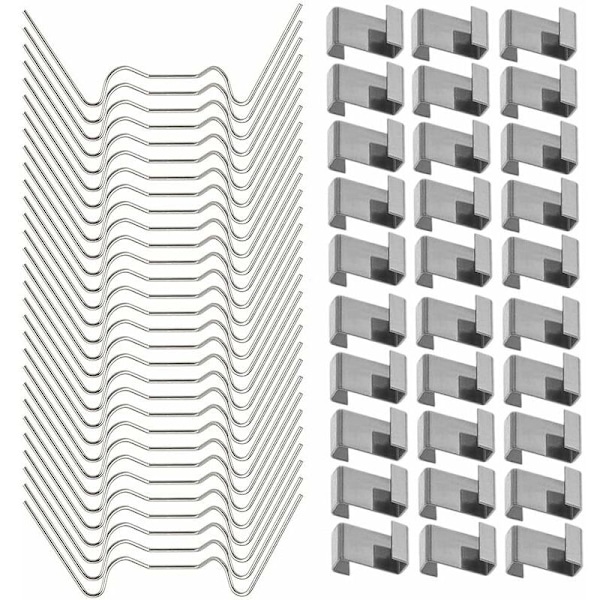 120 stk. drivhusglasvinduesfikseringsklemmer i rustfrit stål (med 60 stk. drivhusglasering W-trådklemmer og 60 stk. drivhusglasering Z-overlapklemmer