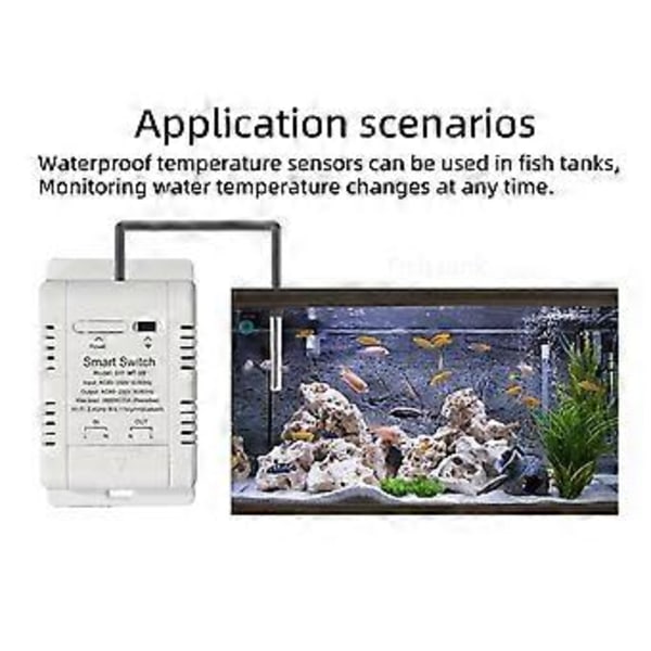 Smart Temperatur Bryter 20A med Temperatur Sensor Støtte Fjernkontroll for Akvarium Drivhus Planting