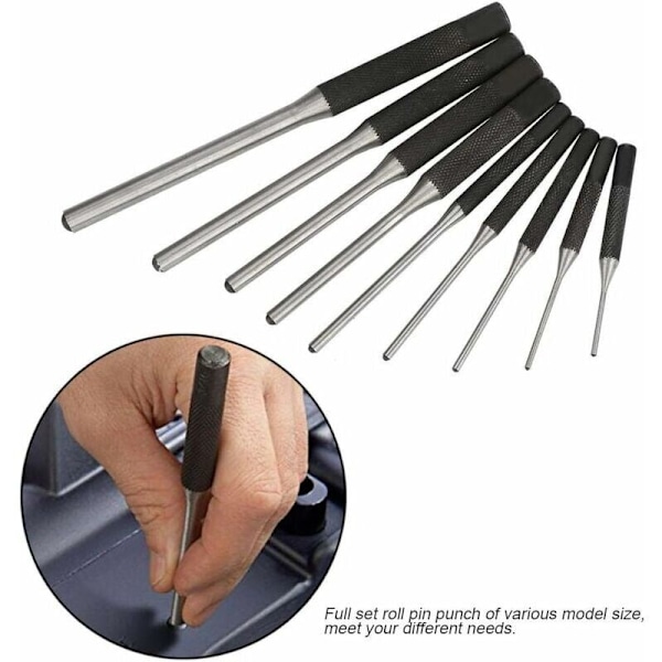 9PCS Punch Pin Punch Set Profesjonell Holdbar Stål, Mekanisk Håndverktøy,