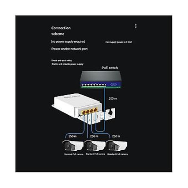 3-port Utendørs Poe Gigabit Extender 1 Inn 3 Ut Poe Reer Med 1000mbps Og Data