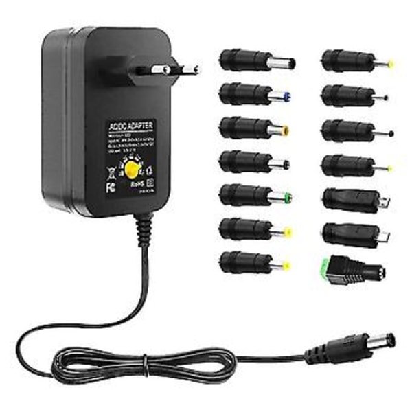30W AC/DC Adapter Strömförsörjning Med 14 Adapterpluggar, EU-kontakt