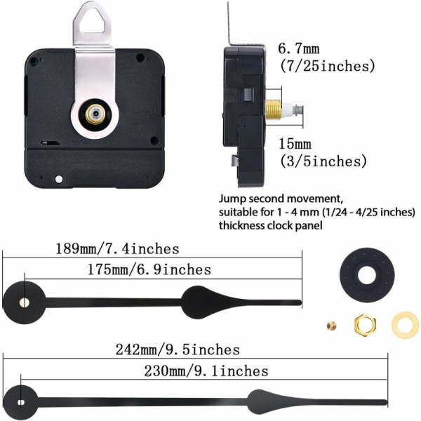 Høy dreiemoment urverk erstatningsmekanisme med urvisere for å passe urskiver opptil 56 cm/22 tommer i diameter