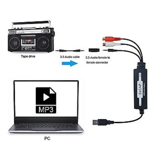 USB 3.5mm O Capture Grabber Rediger O Kabel Til Digital Til Optagelse Til CD/MP3 Konverter