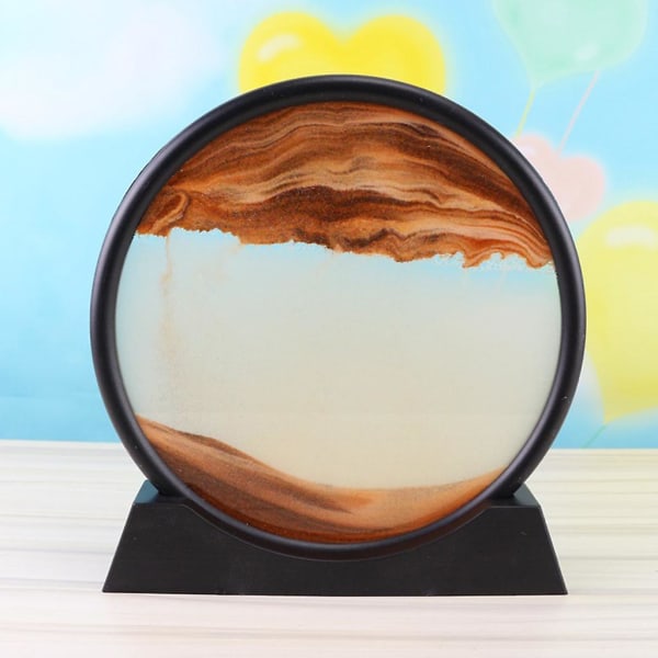 Rörlig sandkonstbild rund glas 3d sandlandskap i rörelsedisplay
