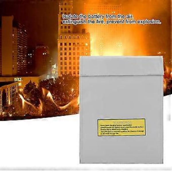 Brandsäker Väska Li po Batterisäkerhet Portabel Två Storlekar Påse Laddningssäck (Silver L)